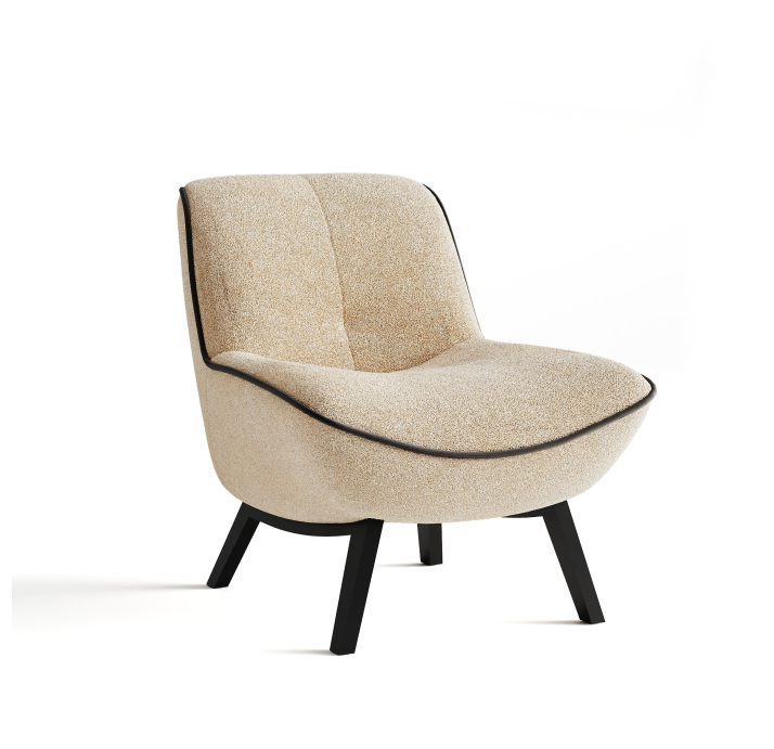 Кресло RICO PRINCE 70/53/VIVA CREAM/-/12-BLACK/P626 (Chocolat)/