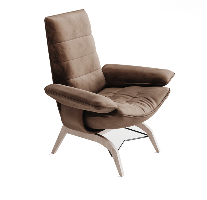 Кресло YOGA KING B107B/53/VELLUTI CHOCOLAT/-/В цвет ткани/P744 (Oak)/E