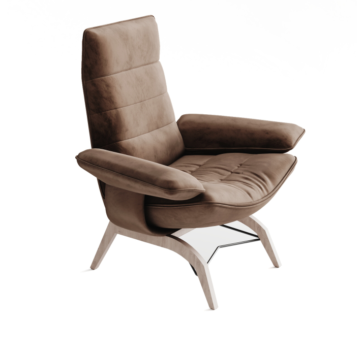 Кресло YOGA KING B107B/53/VELLUTI CHOCOLAT/-/В цвет ткани/P744 (Oak)/E