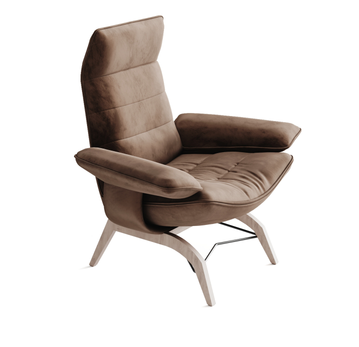 Кресло YOGA KING B107B/53/VELLUTI CHOCOLAT/-/В цвет ткани/P744 (Oak)/E