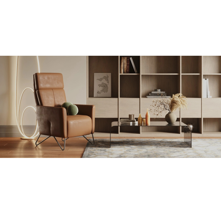 Кресло ALVA M 80/55/MONTANA COGNAC/DYNASPRING/В цвет ткани/01 BLACK/M-Relax