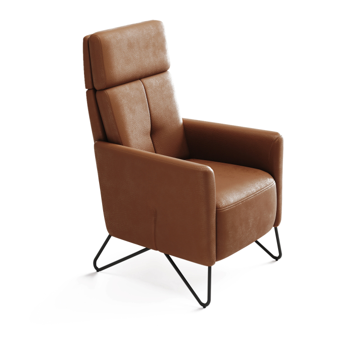 Кресло ALVA M 80/55/MONTANA COGNAC/DYNASPRING/В цвет ткани/01 BLACK/M-Relax