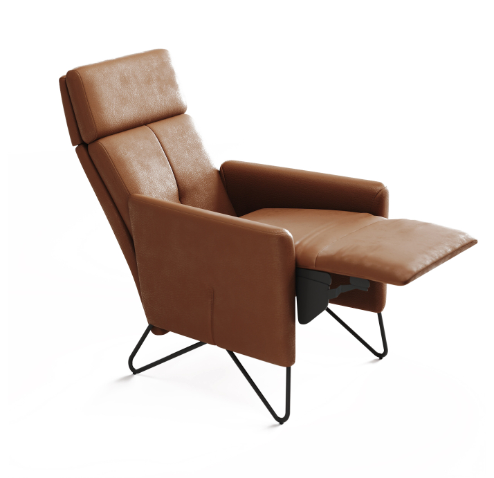 Кресло ALVA M 80/55/MONTANA COGNAC/DYNASPRING/В цвет ткани/01 BLACK/M-Relax