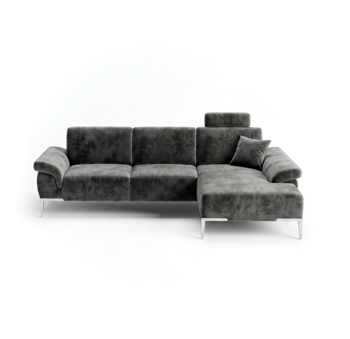 Диван WAVE B98-260-165L/55/VELLUTI GREY/BULTEX/01BR BRUSHED/E