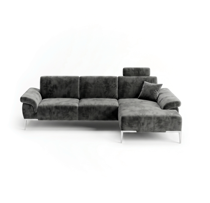 Диван WAVE B98-260-165L/55/VELLUTI GREY/BULTEX/01BR BRUSHED/E