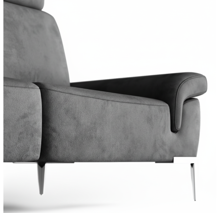 Диван WAVE B98-260-165L/55/VELLUTI GREY/BULTEX/01BR BRUSHED/E