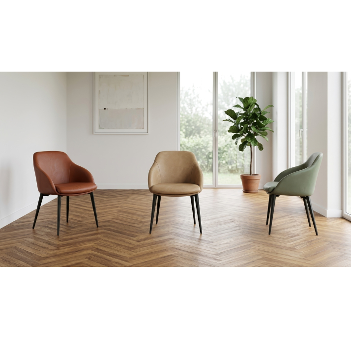 Стул интерьерный GALERA  Natural leather   BLACK MATTE (MOB00007)