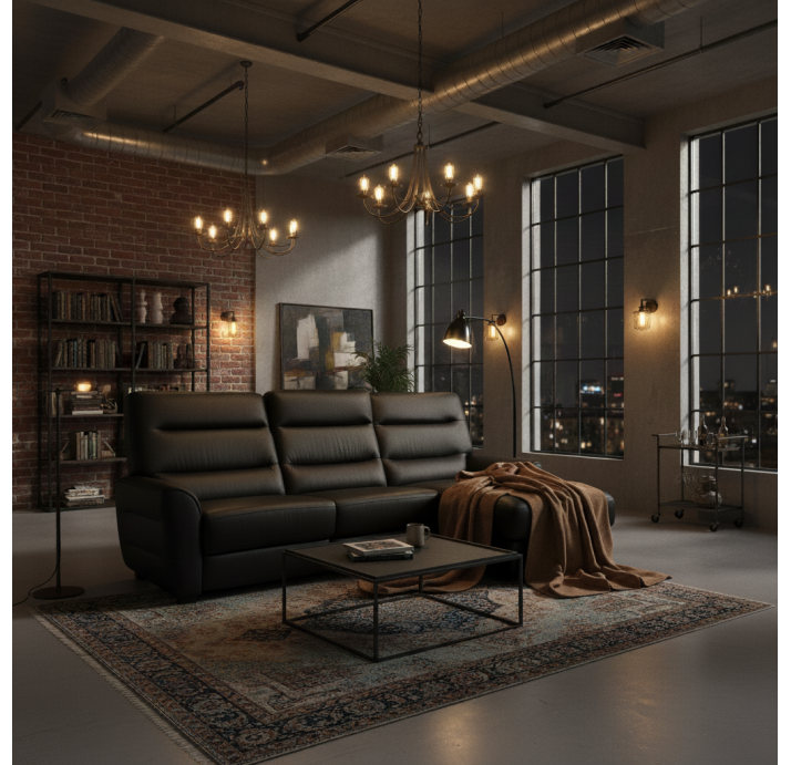 Диван MAURIAC B91-280-148L/52/MONTANA BLACK/BIOFLEX/встроенные/R,R,E,Z