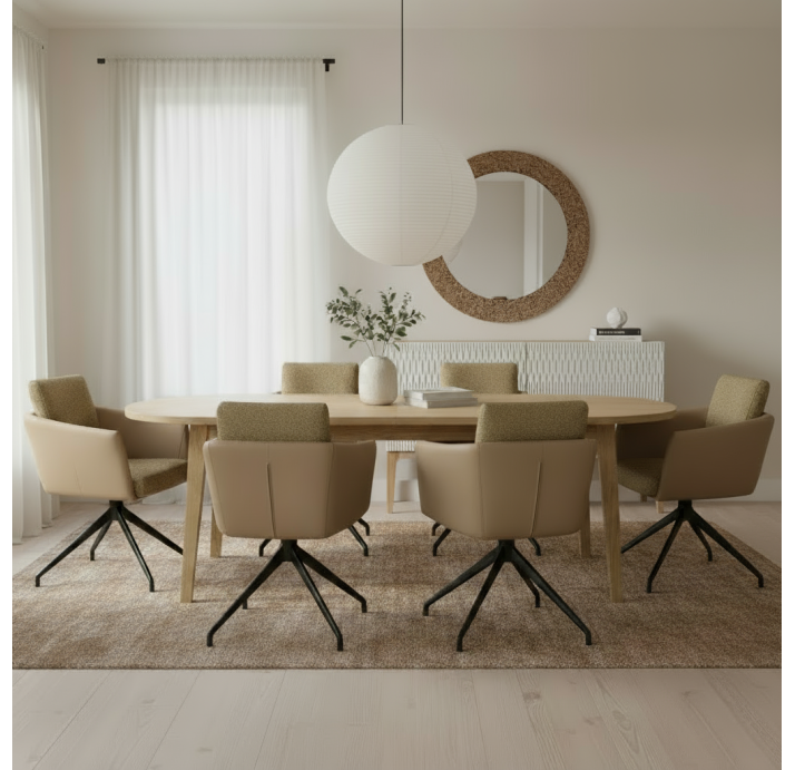 Стул крутящийся ALVA SWIVEL CHAIR LUANDO CAMEL LARIO GREGE F100BLACK F101BLACK (ROM02953)