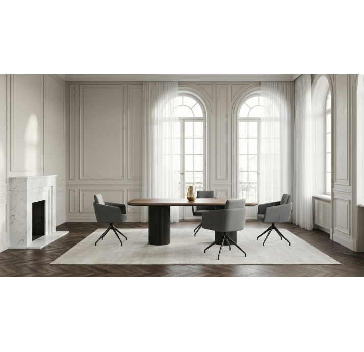 Стул крутящийся ALVA SWIVEL CHAIR LUANDO CAMEL LARIO GREGE F100BLACK F101BLACK (ROM02953)