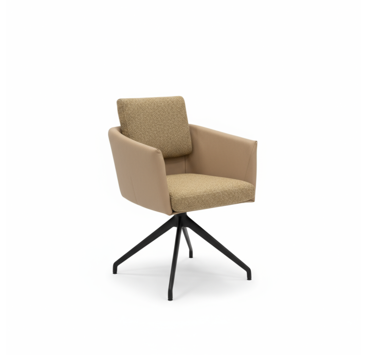 Стул крутящийся ALVA SWIVEL CHAIR LUANDO CAMEL LARIO GREGE F100BLACK F101BLACK (ROM02953)