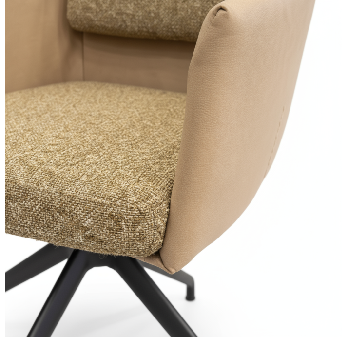 Стул крутящийся ALVA SWIVEL CHAIR LUANDO CAMEL LARIO GREGE F100BLACK F101BLACK (ROM02953)