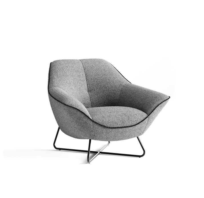 Кресло RICO QUEEN 89/53/LUANDO GRAPHITE/-/12-BLACK/P641 (Black)/