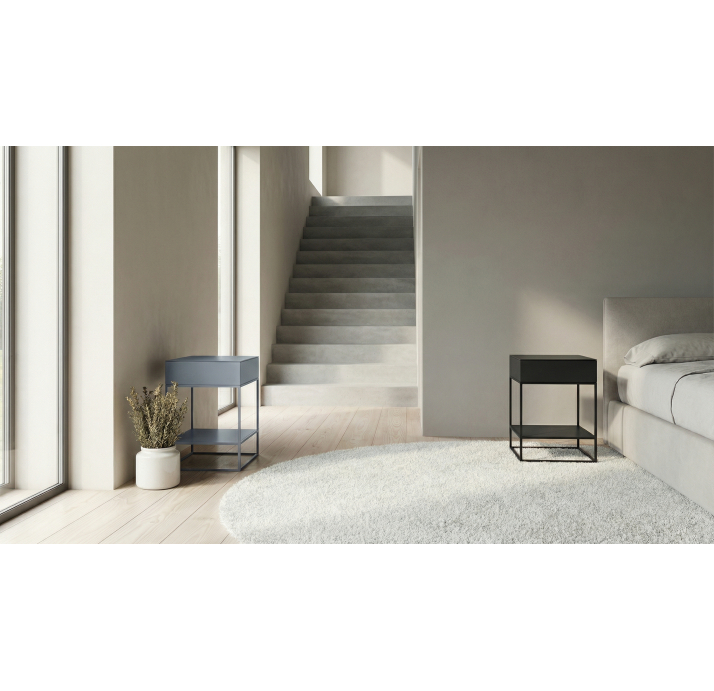 Тумба прикроватная VIENNA NIGHTSTAND GRA GRA SHINY GLASS GRA SHINY GLASS 42X42X56 СМ. (NRM00428)