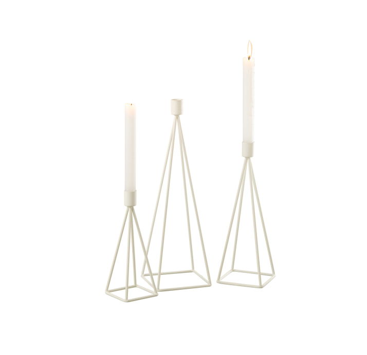 Статуэтка настольная НАБОР ИЗ 3-Х ПОДСВЕЧНИКОВ PYRAMIDS WHITE 12X12X38,5 СМ. (NRM00478)