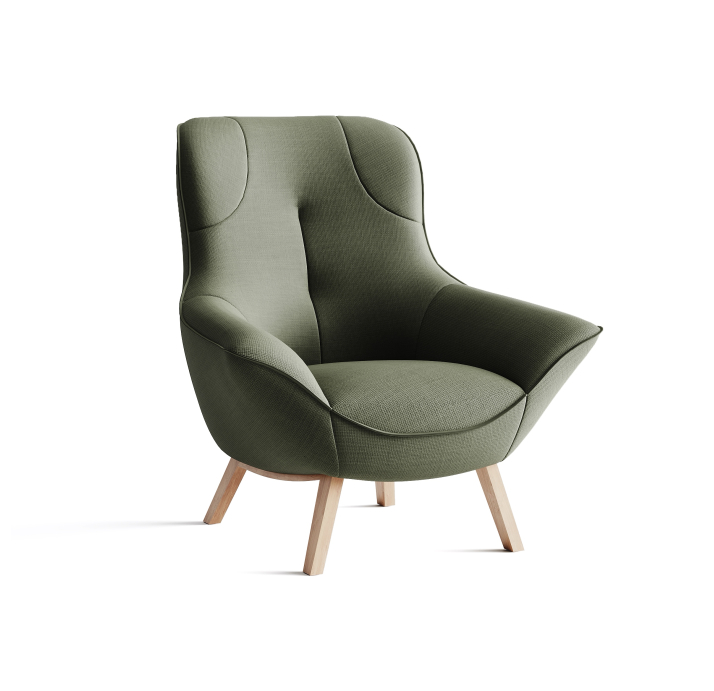 Кресло RICO KING 89/53/CAMINO THYME/-/Matching Stitching/P625 (Oak)/