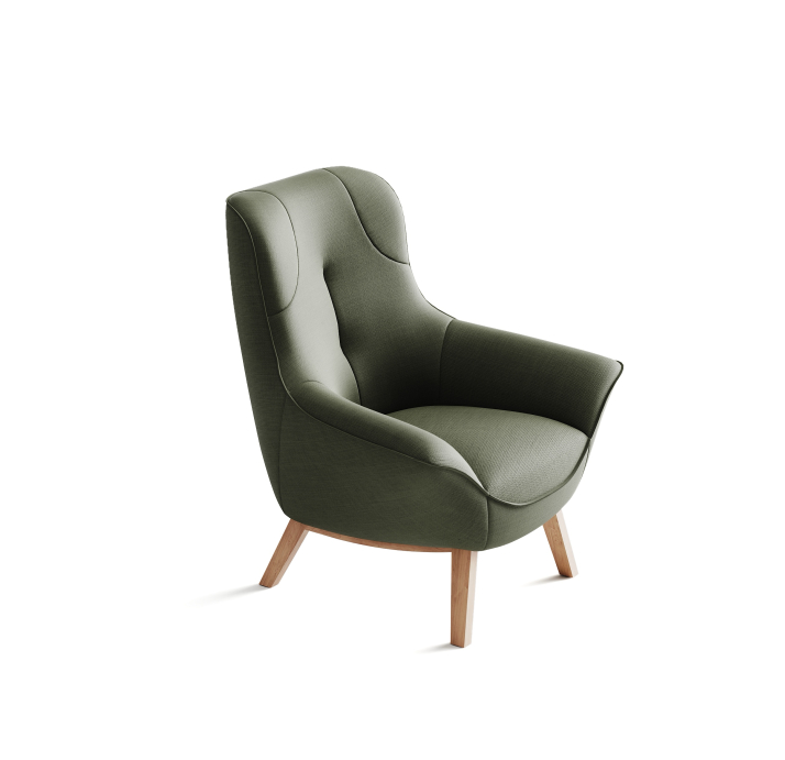 Кресло RICO KING 89/53/CAMINO THYME/-/Matching Stitching/P625 (Oak)/