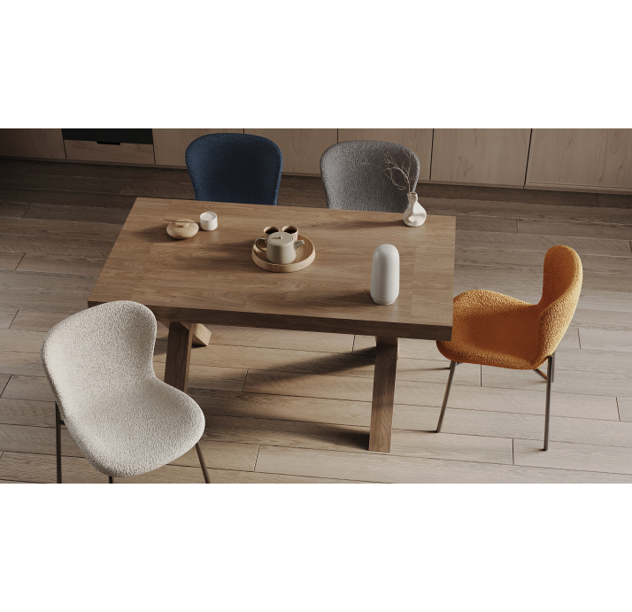 Стул интерьерный SAM CHAIR TESSUTO BOUCLÉ ÉCRU YELLOW BLACK FRAME Черный (NRM00555)