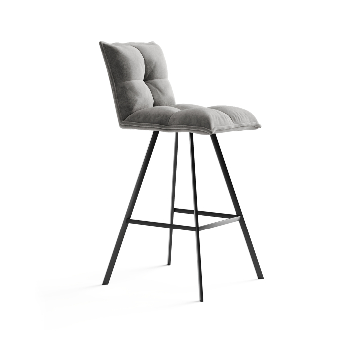 Стул полубарный TUNE BAR STOOL TESSUTO FABRIC LIGHT GRAY BLACK FRAME Черный (NRM00567)