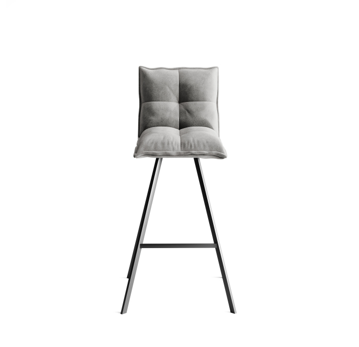 Стул полубарный TUNE BAR STOOL TESSUTO FABRIC LIGHT GRAY BLACK FRAME Черный (NRM00567)