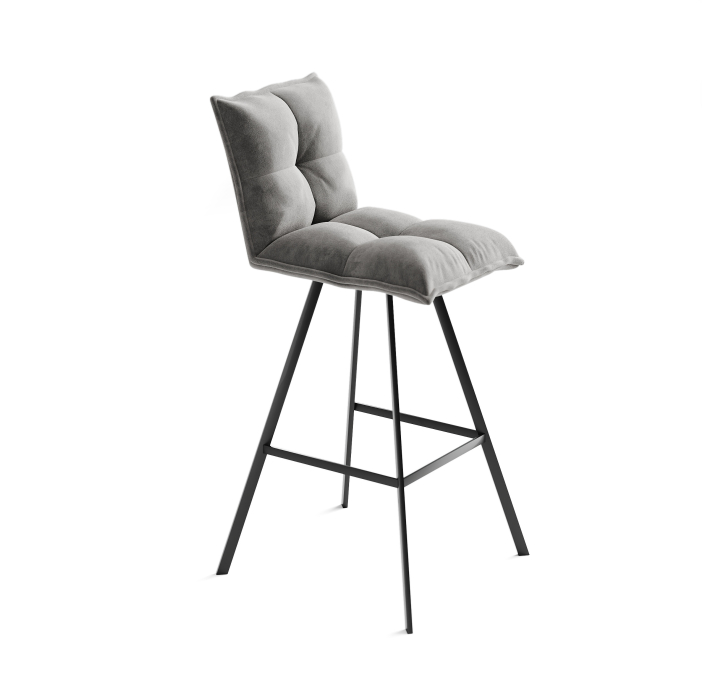 Стул полубарный TUNE BAR STOOL TESSUTO FABRIC LIGHT GRAY BLACK FRAME Черный (NRM00567)