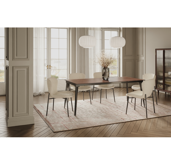 Стул интерьерный SAM CHAIR TESSUTO BOUCLÉ ÉCRU BLANCO WHITE BLACK FRAME Черный (NRM00580)