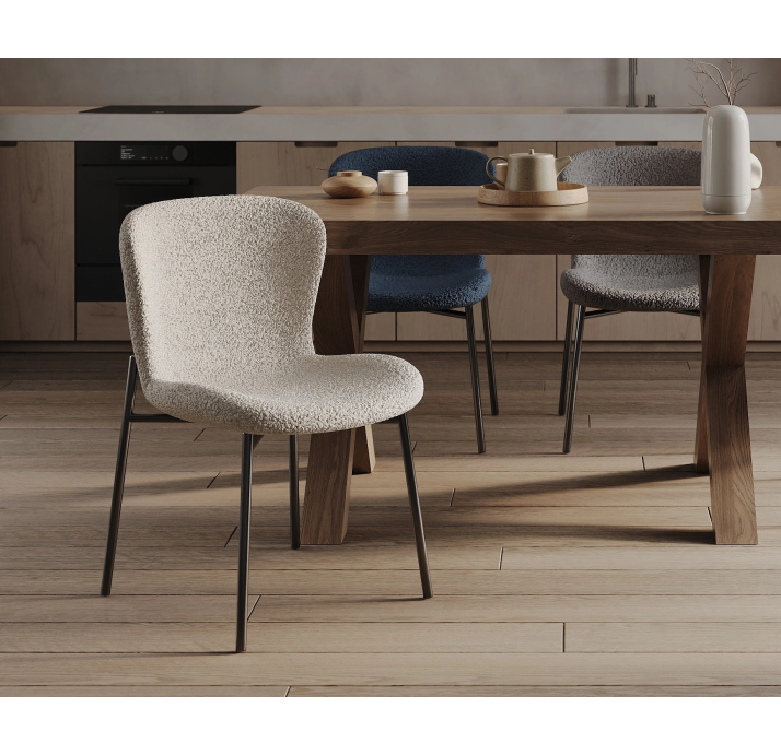 Стул интерьерный SAM CHAIR TESSUTO BOUCLÉ ÉCRU BLANCO WHITE BLACK FRAME Черный (NRM00580)