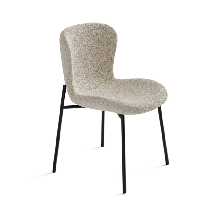 Стул интерьерный SAM CHAIR TESSUTO BOUCLÉ ÉCRU BLANCO WHITE BLACK FRAME Черный (NRM00580)