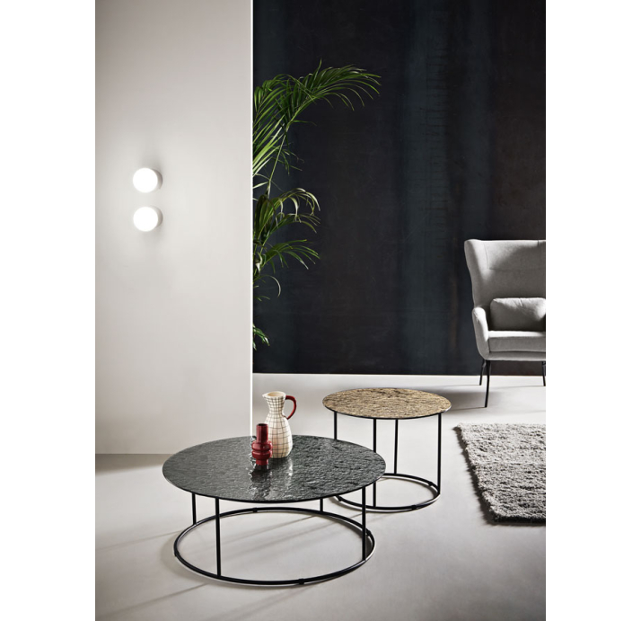 Стол журнальный ZEN SIDE TABLE NERO VETRO MARTELLATO BRONZO 60X60X42 СМ. (NRM00591)