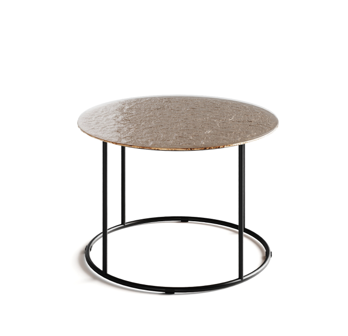 Стол журнальный ZEN SIDE TABLE NERO VETRO MARTELLATO BRONZO 60X60X42 СМ. (NRM00591)