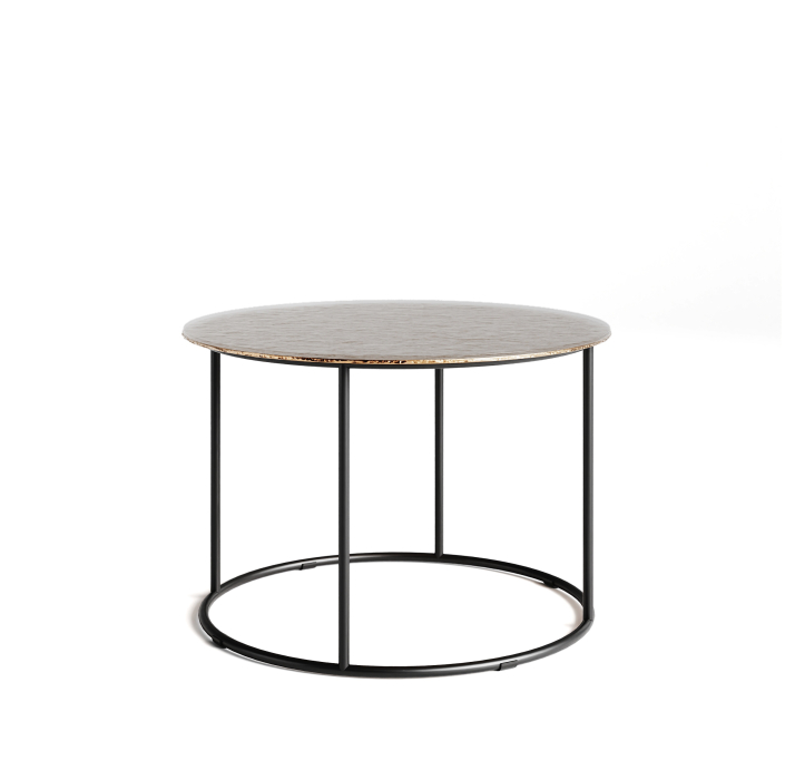 Стол журнальный ZEN SIDE TABLE NERO VETRO MARTELLATO BRONZO 60X60X42 СМ. (NRM00591)