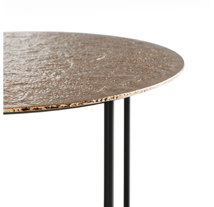 Стол журнальный ZEN SIDE TABLE NERO VETRO MARTELLATO BRONZO 60X60X42 СМ. (NRM00591)