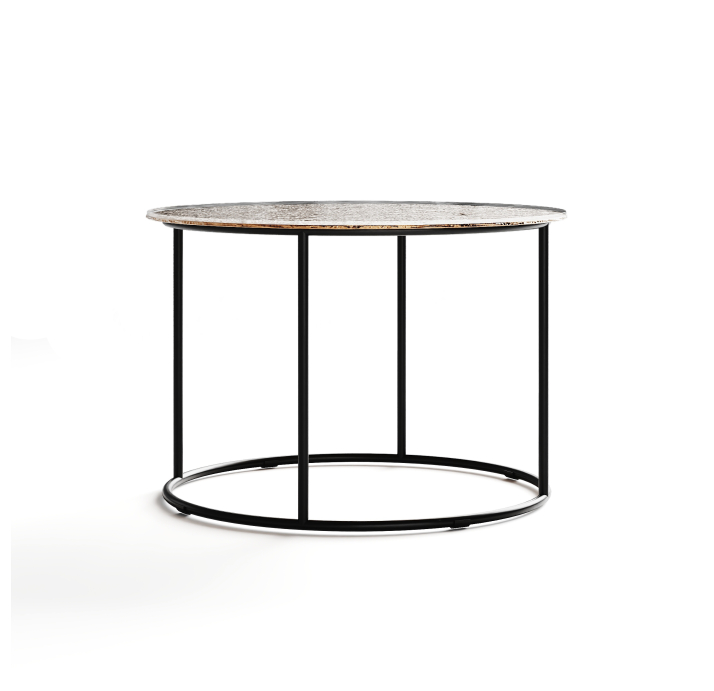 Стол журнальный ZEN SIDE TABLE NERO VETRO MARTELLATO BRONZO 60X60X42 СМ. (NRM00591)