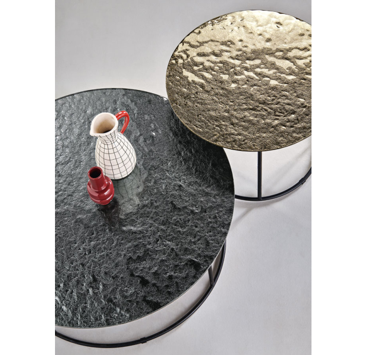 Стол журнальный ZEN COFFEE TABLE NERO VETRO MARTELLATO FUME 90X90X33 СМ. (NRM00590)
