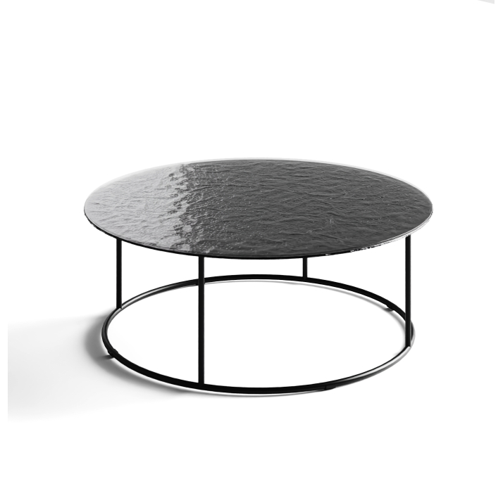 Стол журнальный ZEN COFFEE TABLE NERO VETRO MARTELLATO FUME 90X90X33 СМ. (NRM00590)