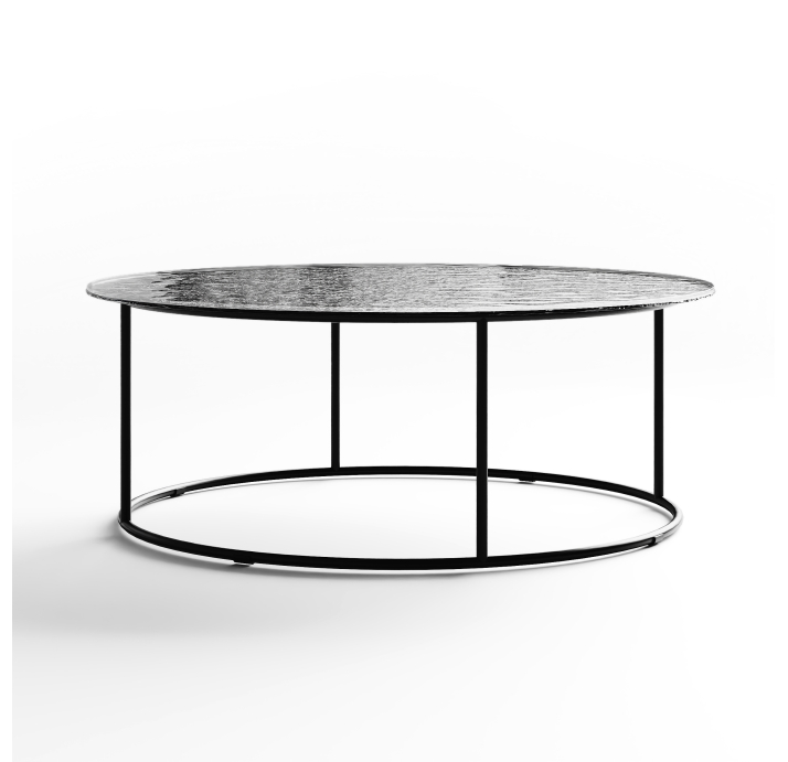 Стол журнальный ZEN COFFEE TABLE NERO VETRO MARTELLATO FUME 90X90X33 СМ. (NRM00590)