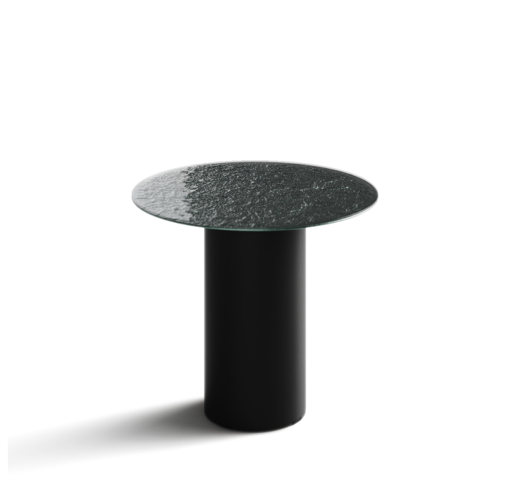 Стол приставной NEBULA SIDE TABLE NERO VETRO MARTELLATO FUME  45X45X40 СМ. (NRM00593)
