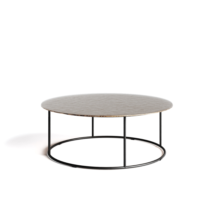 Стол журнальный ZEN COFFEE TABLE NERO VETRO MARTELLATO BRONZO 90X90X33 СМ. (NRM00677)