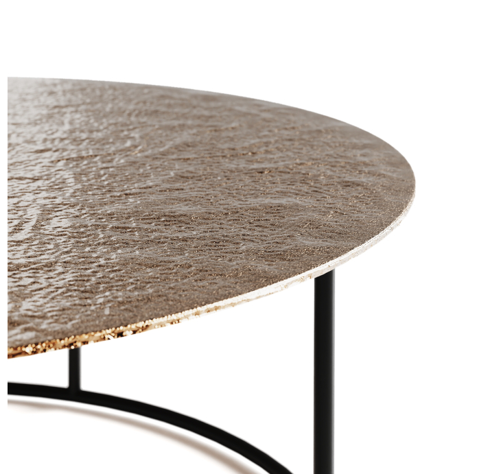 Стол журнальный ZEN COFFEE TABLE NERO VETRO MARTELLATO BRONZO 90X90X33 СМ. (NRM00677)