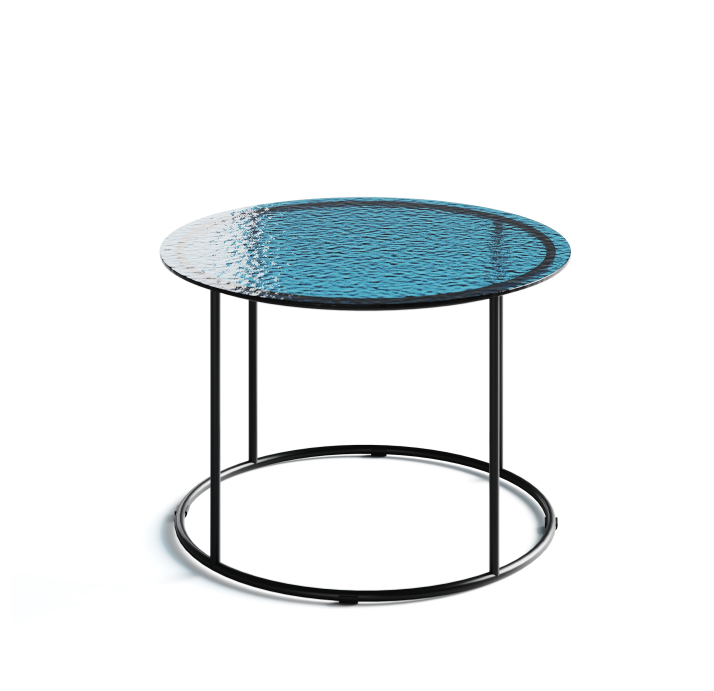 Стол журнальный ZEN SIDE TABLE NERO VETRO BLÙ MARTELLATO 60X60X42 СМ. (NRM00680)