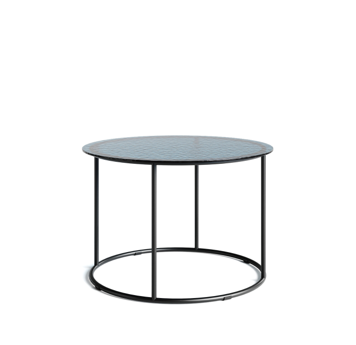 Стол журнальный ZEN SIDE TABLE NERO VETRO BLÙ MARTELLATO 60X60X42 СМ. (NRM00680)