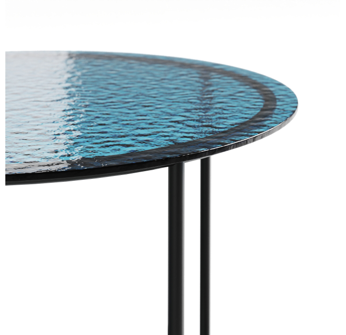 Стол журнальный ZEN SIDE TABLE NERO VETRO BLÙ MARTELLATO 60X60X42 СМ. (NRM00680)