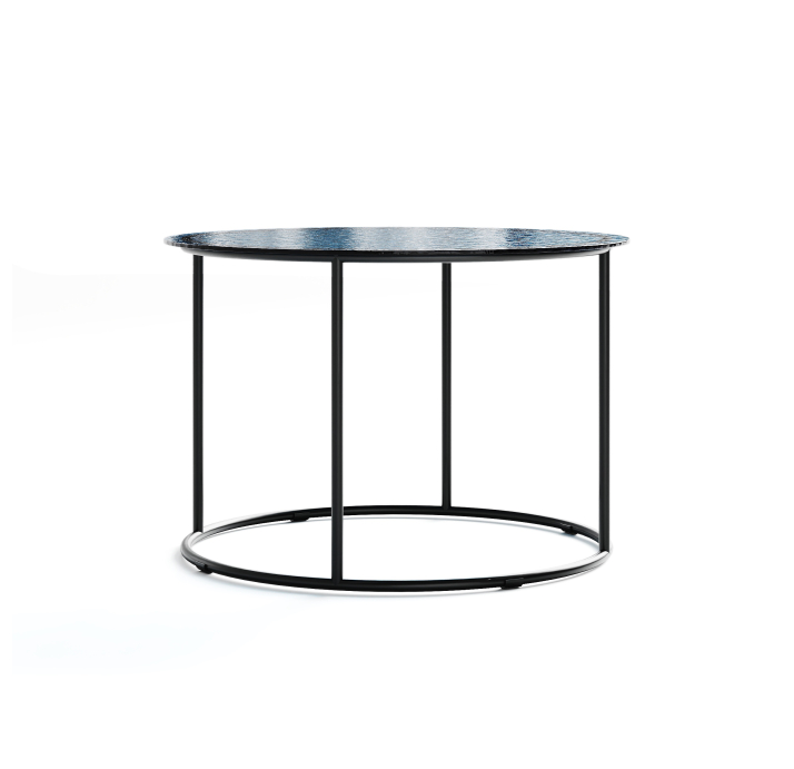 Стол журнальный ZEN SIDE TABLE NERO VETRO BLÙ MARTELLATO 60X60X42 СМ. (NRM00680)