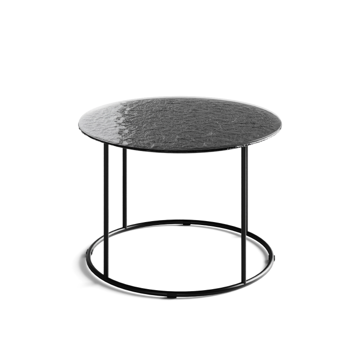 Стол журнальный ZEN SIDE TABLE NERO VETRO MARTELLATO FUME 60X60X42 СМ. (NRM00679)