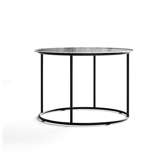 Стол журнальный ZEN SIDE TABLE NERO VETRO MARTELLATO FUME 60X60X42 СМ. (NRM00679)