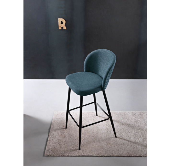 Стул полубарный EVA BAR STOOL TESSUTO AMBER BLUE BLACK FRAME Черный (NRM00692)