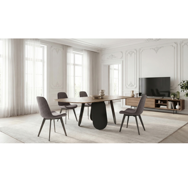 Стол обеденный POLLY DINING TABLE BLACK BRONZE HAMMERED GLASS  240X110X75 СМ. (NRM00759)