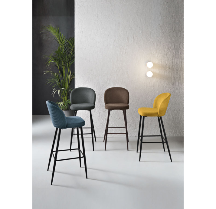 Стул полубарный EVA BAR STOOL TESSUTO FABRIC YELLOW BLACK FRAME Черный (NRM00911)