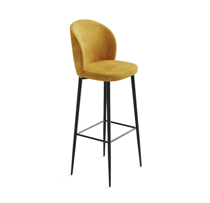 Стул полубарный EVA BAR STOOL TESSUTO FABRIC YELLOW BLACK FRAME Черный (NRM00911)