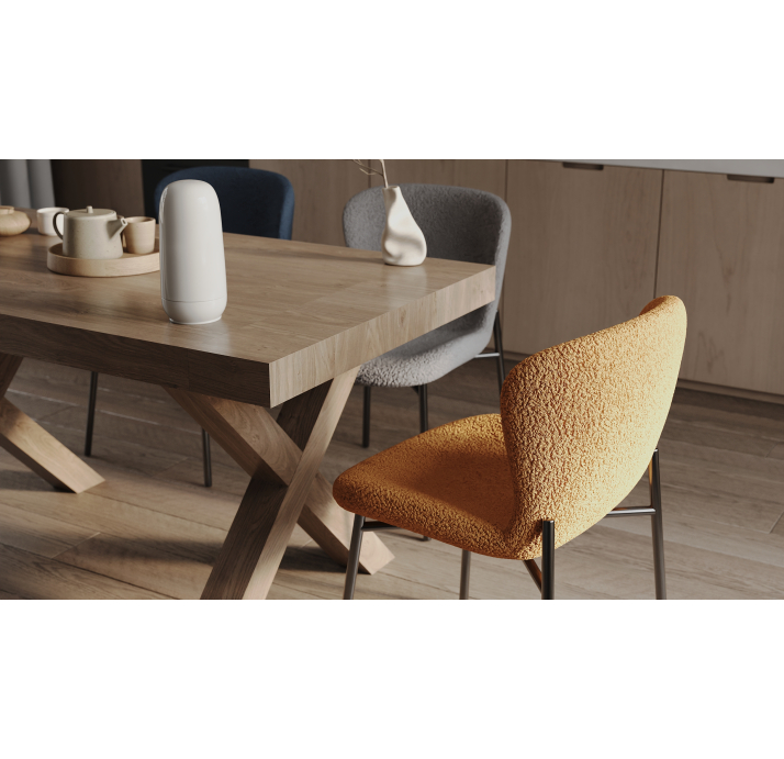 Стул интерьерный SAM CHAIR TESSUTO BOUCLÉ ÉCRU GRAY BLACK FRAME Черный (NRM00908)